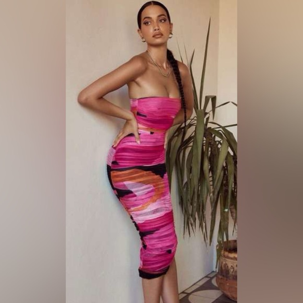 House of CB Sasha Ruched Midi Dress
